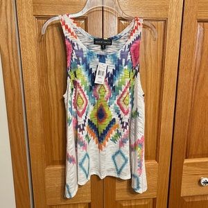 Almost Famous neon multicolor tank top. Size L. Flowy fabric with longer…